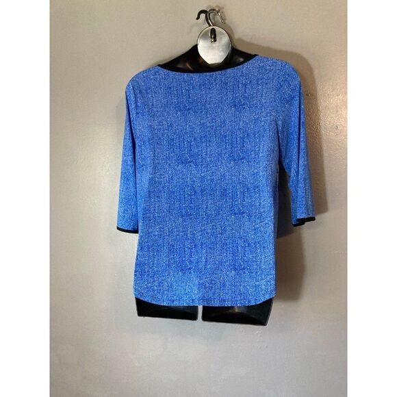 Dana Buchman blue and black keyhole blouse - Picture 5 of 5